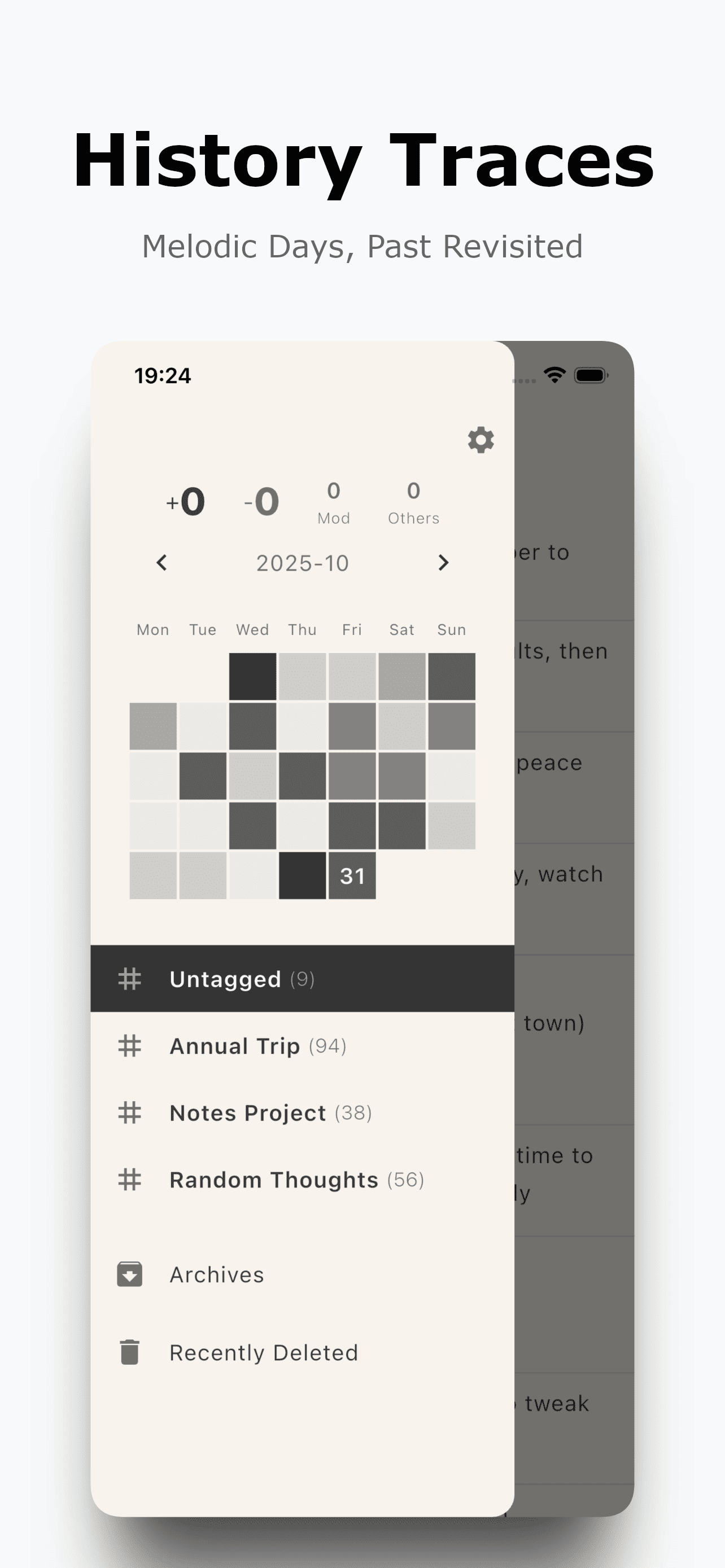 Offnote settings interface